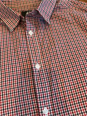 H&M Men's Red, Navy & White Check Casual Button-Down Shirt